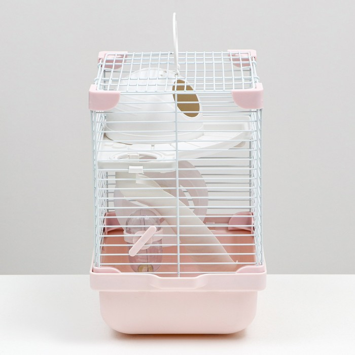 Клетка для грызунов укомплектованная, 23 х 19 х 28 см, розовая