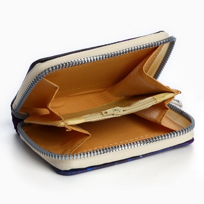 Кошелёк детский &laquo;Космос&raquo;, 2 отдела на молнии, цвет синий