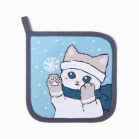 Новый год. Прихватка Доляна "Снежная зима" 17х17 см, 35% хл, 65% пэ, ватин 250 г/м2