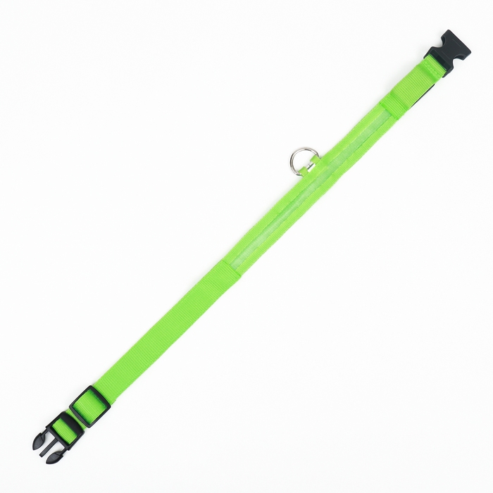 Ошейник с подсветкой размер XL, ОШ 52-60 х 2,5 см, 3 режима свечения зелёный Ошейник с подсветкой размер XL, ОШ 52-60 х 2,5 см, 3 режима свечения зелёный