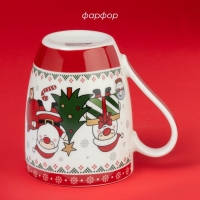 Новогодняя кружка Доляна &laquo;Новогодний подарок&raquo;, 370 мл, 12&times;8,5&times;10,5 см, цвет белый