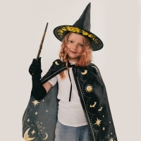 Карнавальный набор &laquo;Лунная ведьма&raquo;, плащ 70 см, шляпа, перчатки, палочка