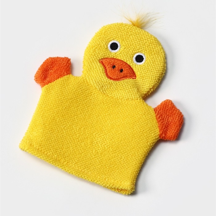 Мочалка - варежка детская для купания Доляна &laquo;Уточка&raquo;, 21 см