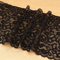 Кружевная эластичная ткань, 215 мм &times; 2,7 &plusmn; 0,5 м, цвет чёрный