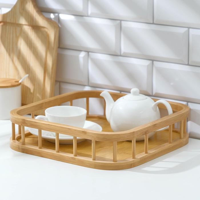 Поднос квадратный Доляна Jungle, 30,5&times;30,5 см, бамбук