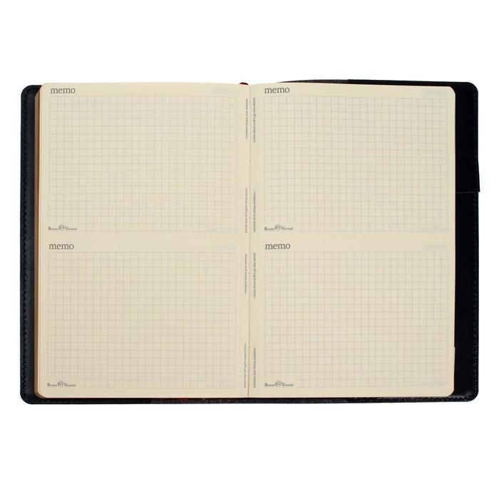 Ежедневник полудатированный А5, 208 листов Profy, рециклированная кожа, сменный блок, золотой срез, чёрный