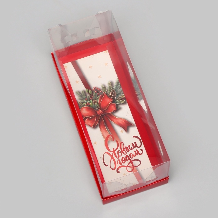 Коробка с прозрачной крышкой под рулет Коробка с прозрачной крышкой под рулет "С Новым годом", 30 х 12 х 12