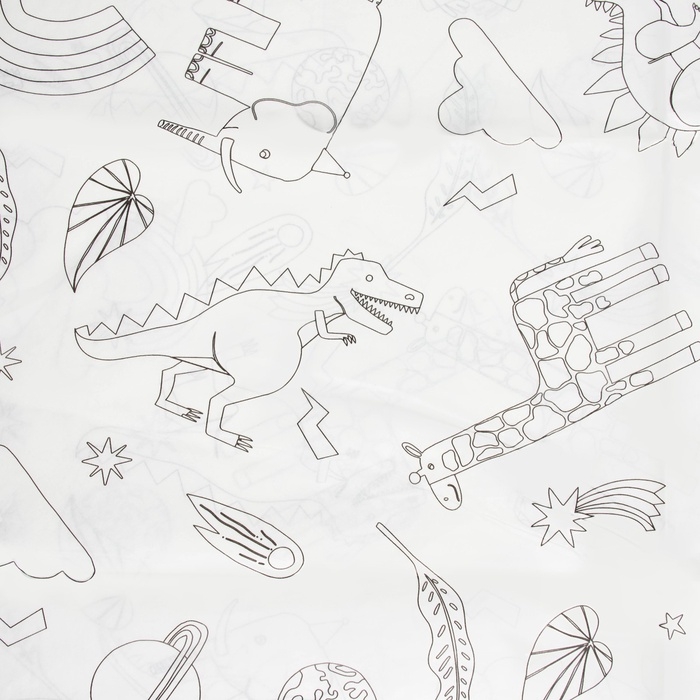 Скатерть раскраска Доляна &laquo;Милые зверята&raquo;, детская, одноразовая, бумага, 120&times;180 см, белая