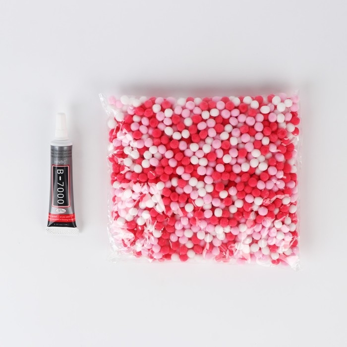 Игрушка помпонами &laquo;Медведь&raquo;, белый розовый