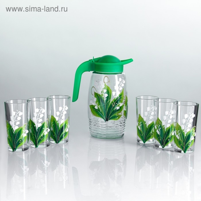 Набор для сока "Ландыш" художественная роспись, 6 стаканов 1250/200 мл, микс
