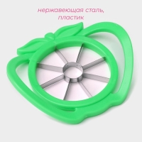 Яблокорезка Доляна &laquo;Яблоко&raquo;, 16 см, с ручками, цвет зелёный