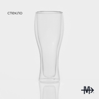 Бокал стеклянный пивной с двойными стенками Magistro &laquo;Дуо&raquo;, 480 мл, 8,4&times;21 см