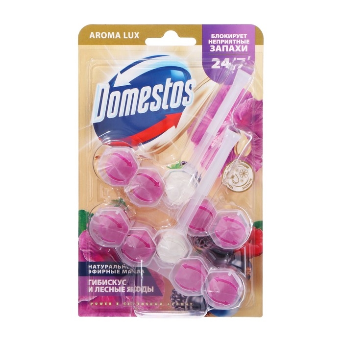 Блок для очищения унитаза DOMESTOS Power 5 DUO, гибискус и лесные ягоды, 100 г Блок для очищения унитаза DOMESTOS Power 5 DUO, гибискус и лесные ягоды, 100 г