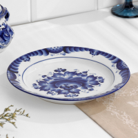 Тарелка &laquo;Цветы&raquo;, плоская, D=24 см, H=2 см, гжель