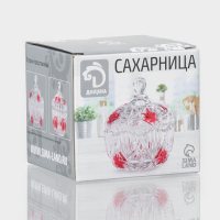 Сахарница стеклянная Доляна &laquo;Венеция листва&raquo;, 300 мл, 10&times;12,5 см, с крышкой