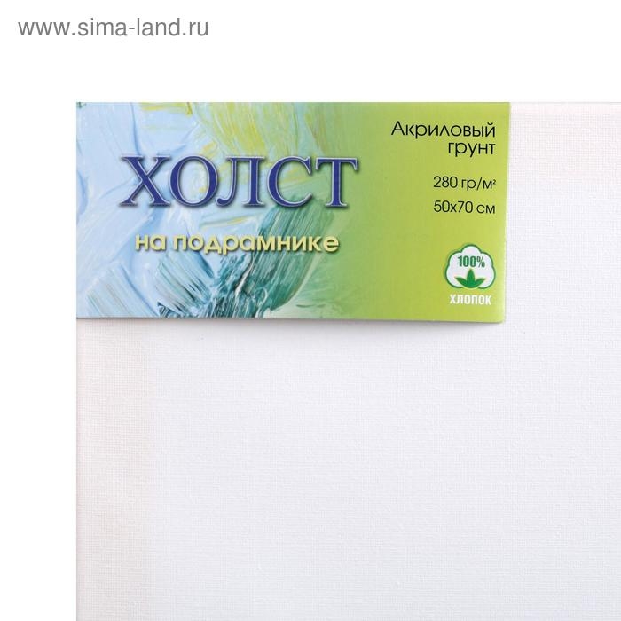 Холст на подрамнике, хлопок 100%, 50 х 70 х 1.8 см, акриловый грунт, мелкозернистый, 280 г/м&sup2;