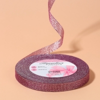 Лента парчовая, 10 мм, 23 ± 1 м, цвет сиреневый №021 Лента парчовая, 10 мм, 23 ± 1 м, цвет сиреневый №021