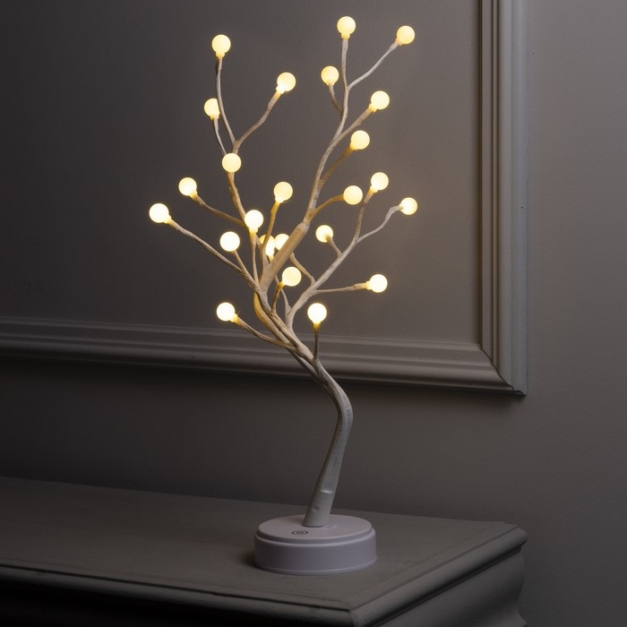 Светодиодный куст &laquo;Жемчужины&raquo; 45 см, 24 LED, постоянное свечение, батарейки ААх3 (не в комплекте), USB, свечение тёплое белое