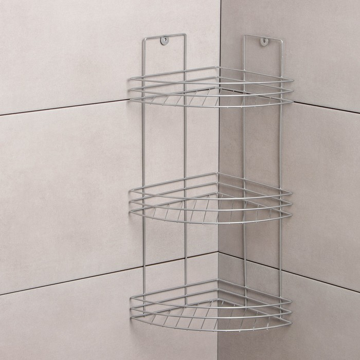 Полка угловая 3-х ярусная, 20×20×49 см, цвет хром Полка угловая 3-х ярусная, 20×20×49 см, цвет хром