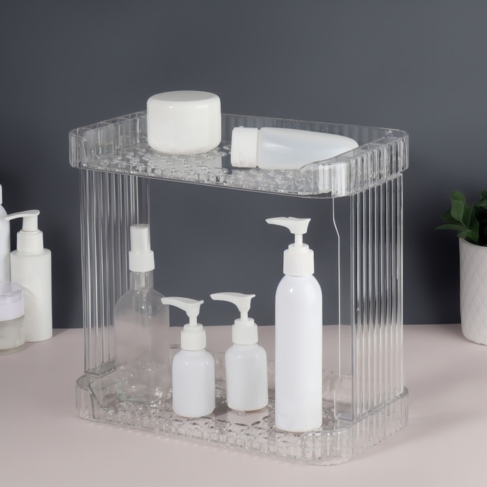 Органайзер для хранения &laquo;CRISTAL&raquo;, 2 секции, 28 &times; 15 &times; 26 см, цвет прозрачный