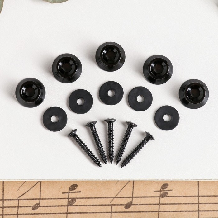 Набор замков-фиксаторов для гитарного ремня Music Life черный, 5 шт Набор замков-фиксаторов для гитарного ремня Music Life черный, 5 шт