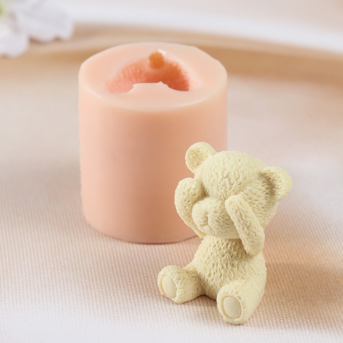 Молд силиконовый Молд силиконовый "Мишка закрыл глаза" (издел. 4х3,5х4,5 см)