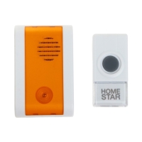 Звонок HOMESTAR HS-0106WP, электрический, беспроводной, 32 мелодии, от батареек, жёлтый Звонок HOMESTAR HS-0106WP, электрический, беспроводной, 32 мелодии, от батареек, жёлтый