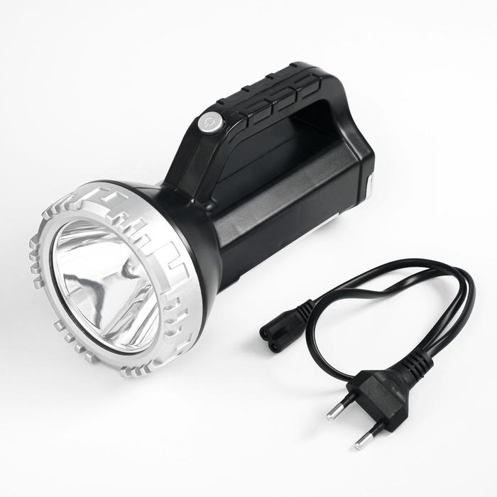 Фонарь светодиодный аккумуляторный ручной, 5 Вт, 11 х 17 см, серый