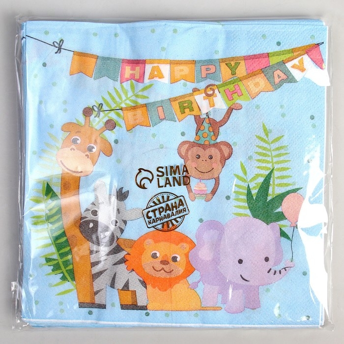 Салфетки бумажные &laquo;С днём рождения&raquo;, 33х33 см, набор 20 шт.