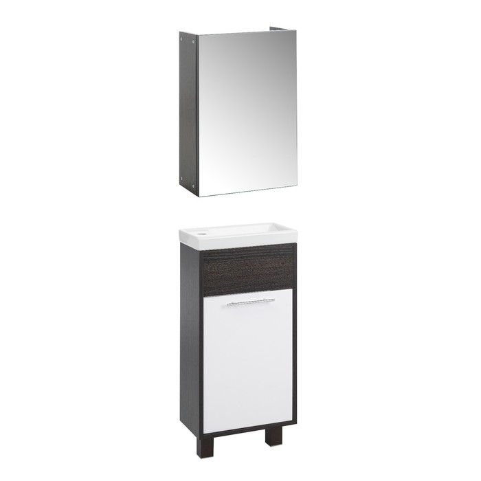 Комплект мебели: для ванной комнаты "Венге 40": зеркало-шкаф + тумба + раковина