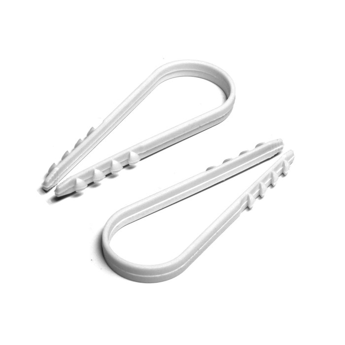 Дюбель-хомут ТУНДРА, для круглого кабеля, нейлоновый, 19-25 мм, белый, 100 шт