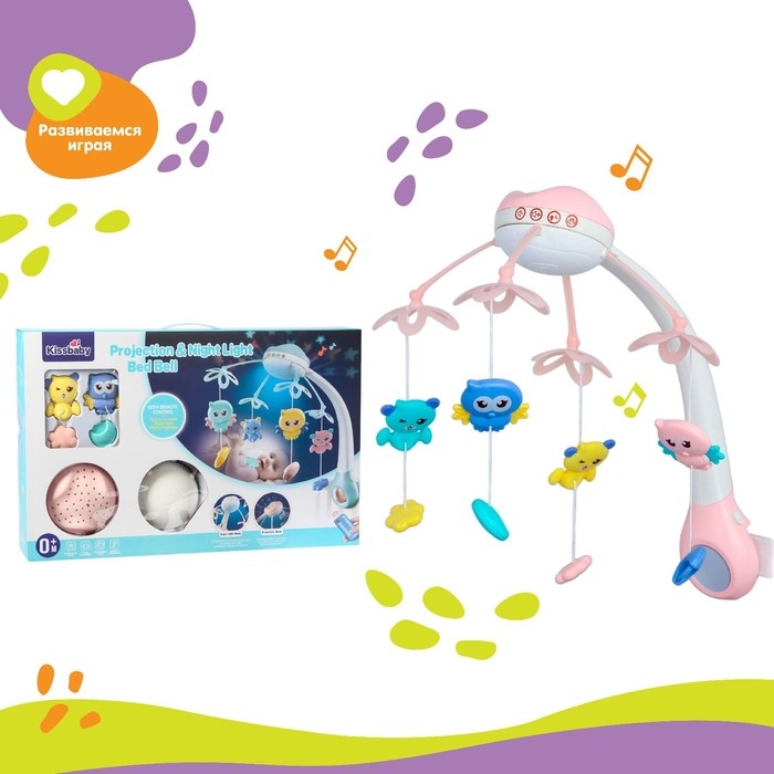 Мобиль музыкальный на кроватку &laquo;Нежные птички&raquo;, с ночником + пульт, цвет МИКС