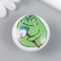 Ручка для шкатулки керамика, металл "Зеленый монстрик с лошадкой" 3,8х3,8х2,8 см Ручка для шкатулки керамика, металл "Зеленый монстрик с лошадкой" 3,8х3,8х2,8 см