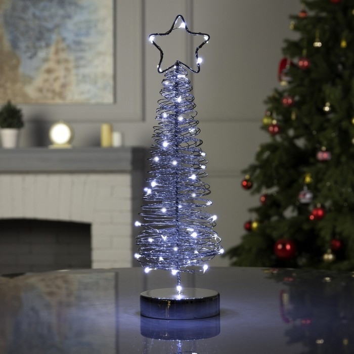 Светодиодная фигура «Ёлка плетёная» 10 × 38 × 10 см, металл, батарейки АААх3 (не в комплекте), свечение белое Светодиодная фигура «Ёлка плетёная» 10 × 38 × 10 см, металл, батарейки АААх3 (не в комплекте), свечение белое