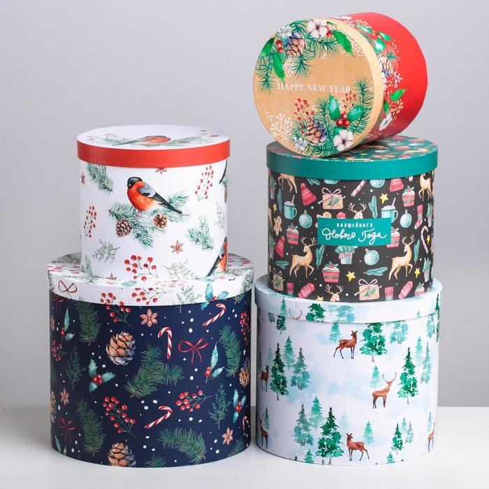 Набор подарочных коробок 5 в 1 &laquo;Европейский&raquo;, 13 х 14‒19.5 х 22 см, Новый год
