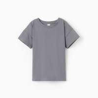 Футболка детская со спущенным плечом, цвет темно-серый, рост 122 см Футболка детская со спущенным плечом, цвет темно-серый, рост 122 см