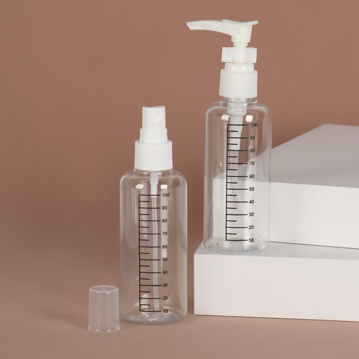 Набор для хранения, 2 предмета, со шкалой деления, 100 мл, цвет белый/прозрачный Набор для хранения, 2 предмета, со шкалой деления, 100 мл, цвет белый/прозрачный
