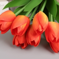 Цветы искусственные &laquo;Тюльпан люкс&raquo; (7 штук в связке) 32 см, оранжевый