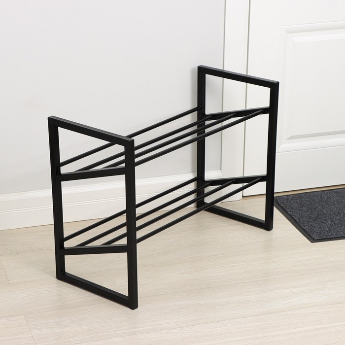 Полка для обуви &laquo;Авангард&raquo;, 2 яруса, 70,5&times;30,5&times;50,5 см, цвет чёрный