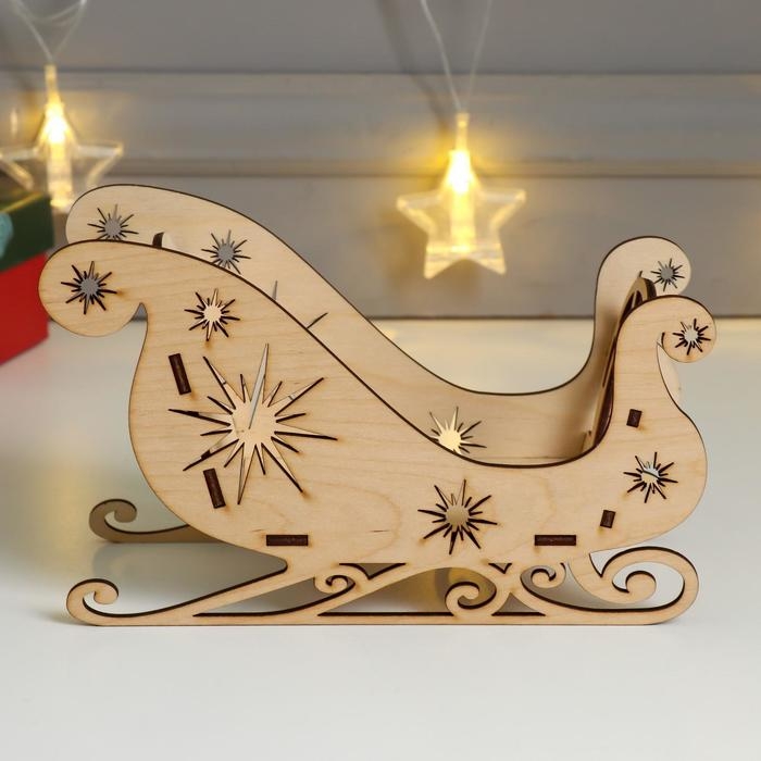 Шкатулка дерево Новогодние Сани Шкатулка дерево Новогодние Сани "Звезда" (набор 5 деталей) 20х12х8 см