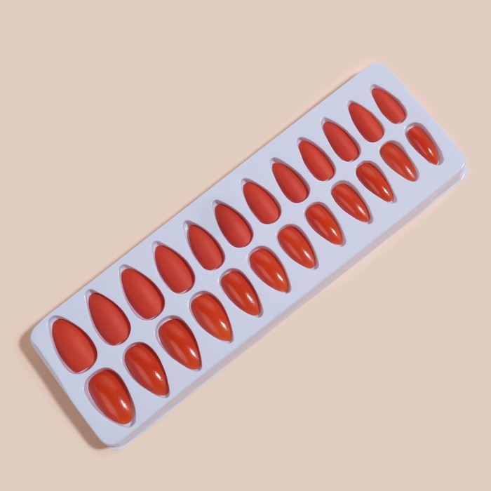 Накладные ногти, 24 шт, с клеевыми пластинами, форма миндаль, цвет коралловый