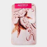 Коврики для ванной и туалета Доляна &laquo;На пляже&raquo;, 2 шт: 40&times;45, 45&times;75 см