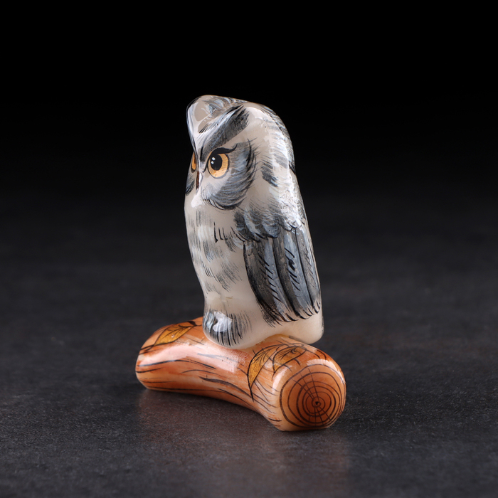 Сувенир &laquo;Сова на бревне&raquo;. 8&times;3,5&times;7,5 см, селенит