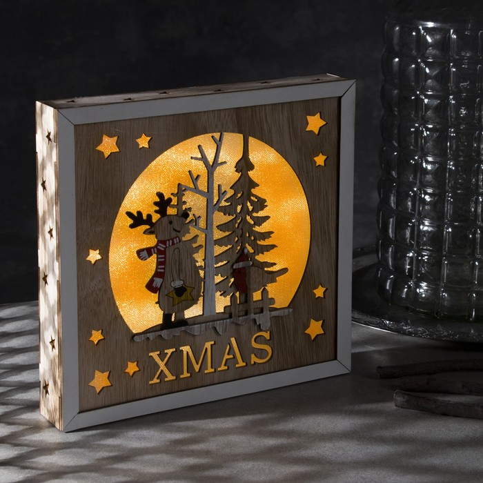 Светодиодная фигура «Олень и снегирь» 22 × 22 × 4 см, дерево, батарейки АААх2 (не в комплекте), свечение тёплое белое Светодиодная фигура «Олень и снегирь» 22 × 22 × 4 см, дерево, батарейки АААх2 (не в комплекте), свечение тёплое белое