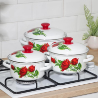 Набор эмалированных кастрюль &laquo;Андорра-1&raquo;, 3 предмета: 1,5 л, 2,3 л, 3 л, индукция