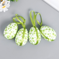 Декор пасхальный подвеска "Яйцо с цветочными веточками" набор 4 шт МИКС 7х5 см