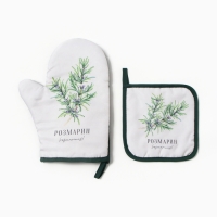 Набор кух."Розмарин" варежка-прих.20х27см, прихватка 17х17см 100% п/э Набор кух."Розмарин" варежка-прих.20х27см, прихватка 17х17см 100% п/э