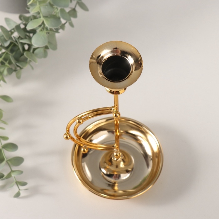 Подсвечник металл на 1 свечу "Шарики на дуге" d-2 см 10,5х10,5х23 см