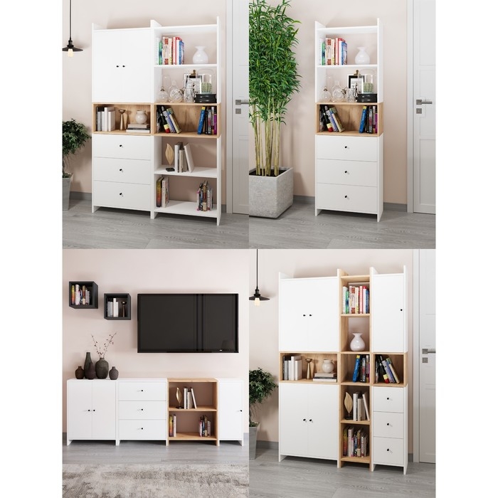 Комод 3Я-300, 300х300х776, Квадро/Белый