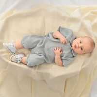 Комбинезон Крошка Я Муслин,р. 62-68, серо-голубой